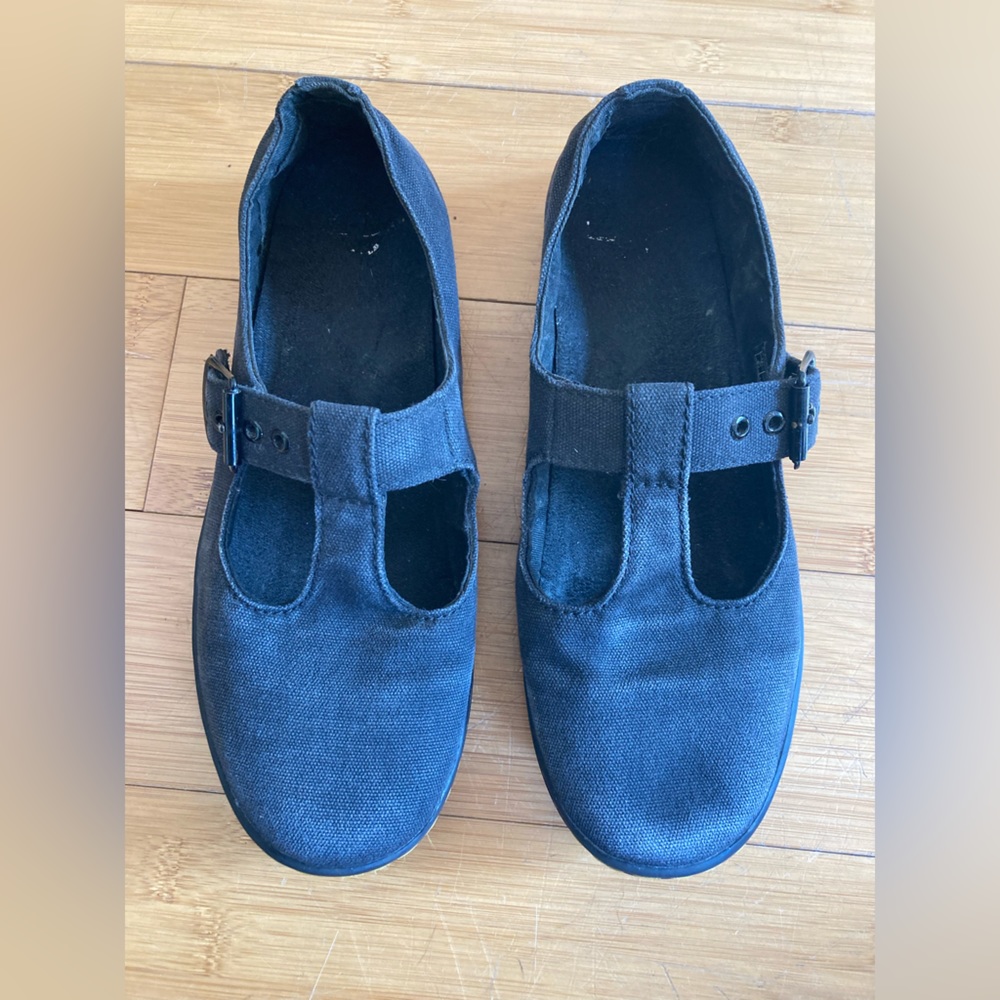 Womens Black Mary Janes Canvas Vegan Doc Martens size 8 DISCONTINUED